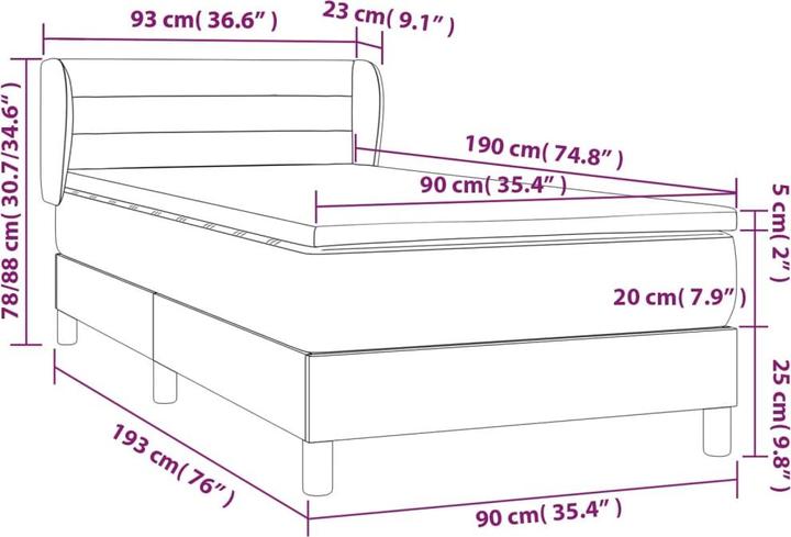 Image du produit vidaXL Boxspringbett (90 x 190 cm)