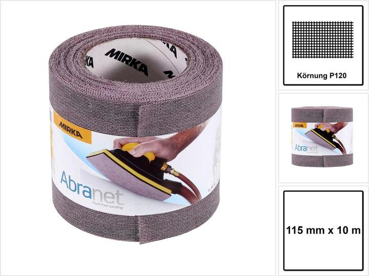 Actual product image Mirka ABRANET Sanding paper roll 115mm x 10m P120 Sanding roller Velcro ( 545BY001123R ) (P120)