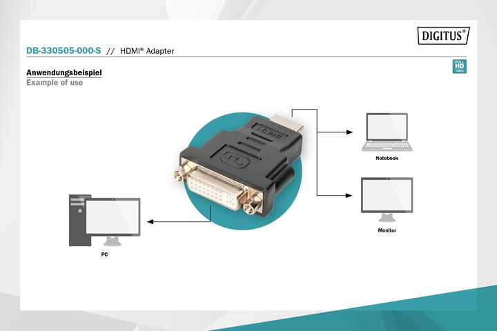 Productafbeelding Digitus HDMI-adapter, HDMI naar DVI-I (HDMI, DVI)