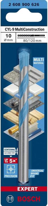 Actual product image Bosch Professional Zubehör EXPERT CYL-9 MultiConstruction Drill, 10 x 80 x 120 mm (10 millimetres)