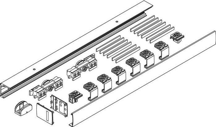 Actual product image Geze Sliding system Levolan 120 120 kg 2450 mm stainless steel look glass casement complete set 64-124