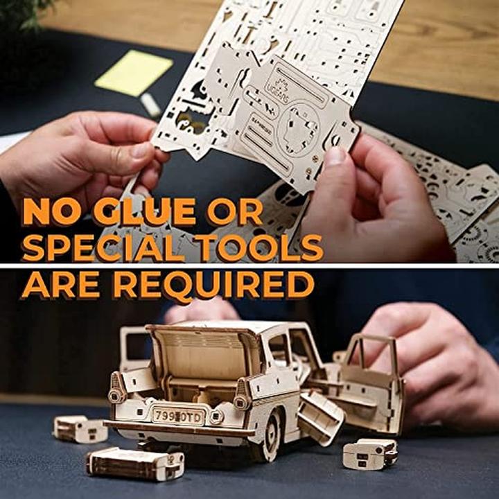 Actual product image Ugears Flying Ford Anglia