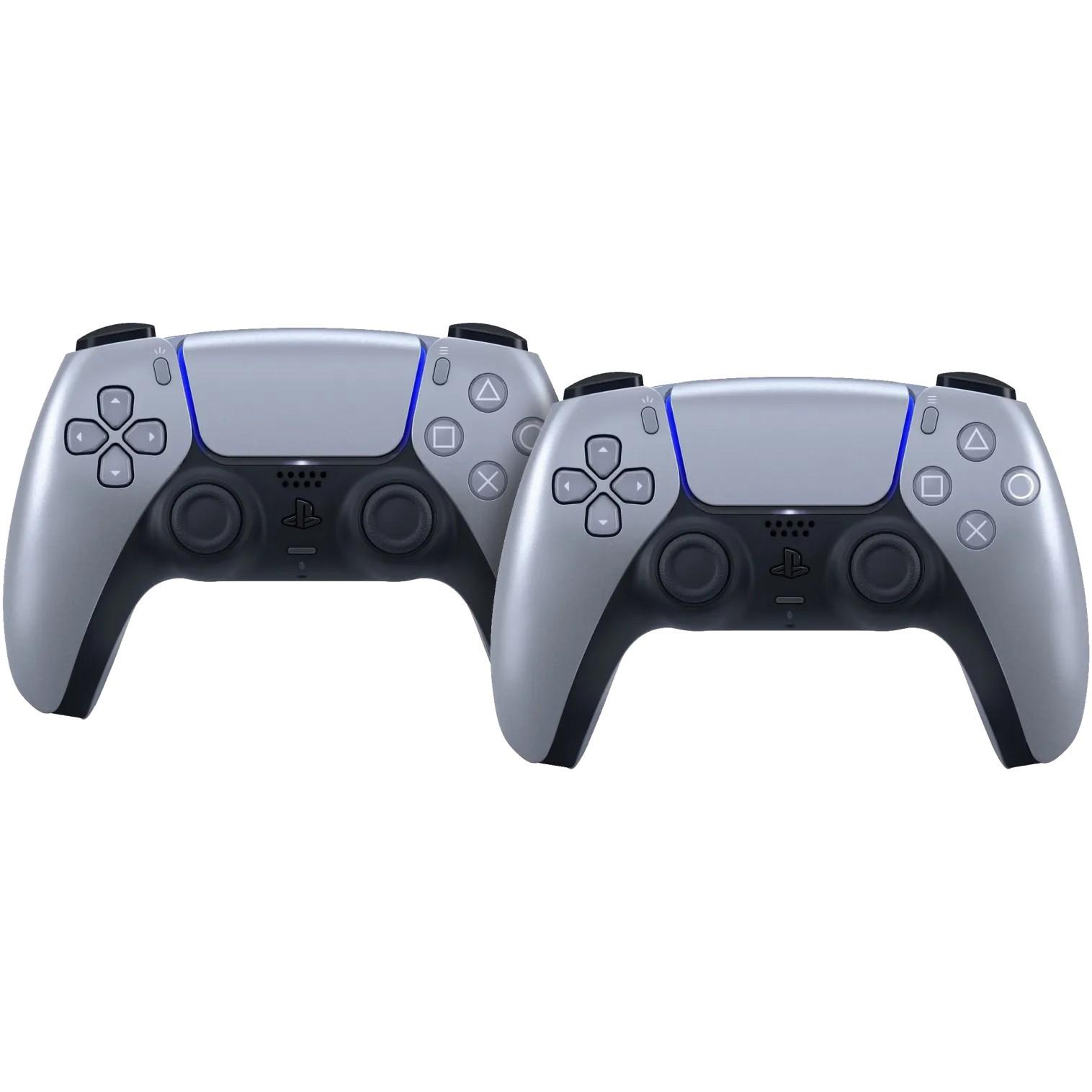 Sony PlayStation 5 Dualsense Wireless Controller Sterling Silver Duo Pack (PS5), Gaming Controller, 