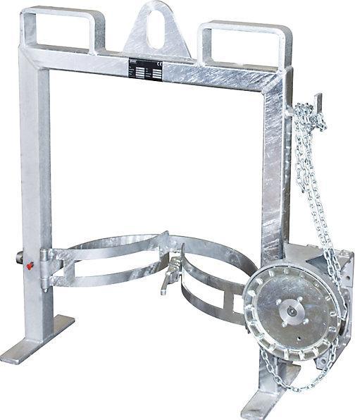 Immagine prodotto eurokraft pro Ribaltatore per fusti, con catena ad anello e sollevamento con gru, zincatura.