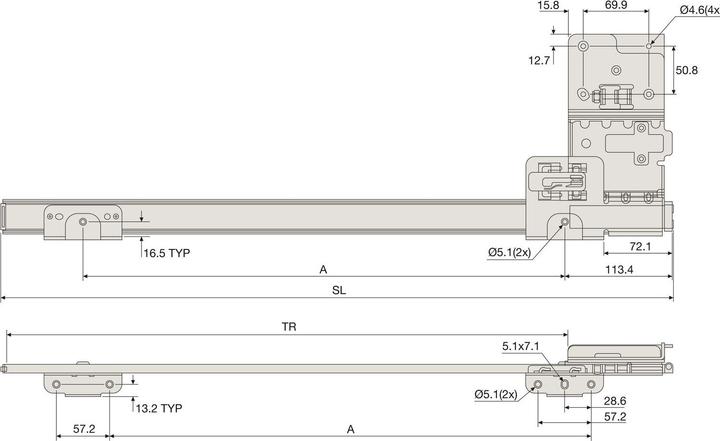 Immagine prodotto Accuride Ferramenta per porte scorrevoli Inslide/Forslide 1321