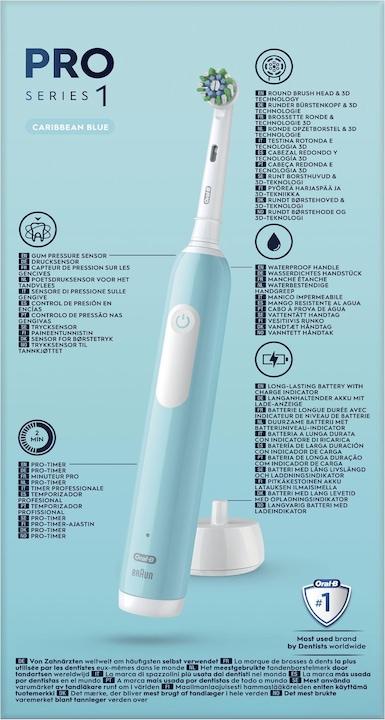 Actual product image Braun Oral-B Series 1 Blue Rechargeable Electric Toothbrush with 2 Replacement Brush Heads, 1 Toothbrush (Oscillating toothbrush)