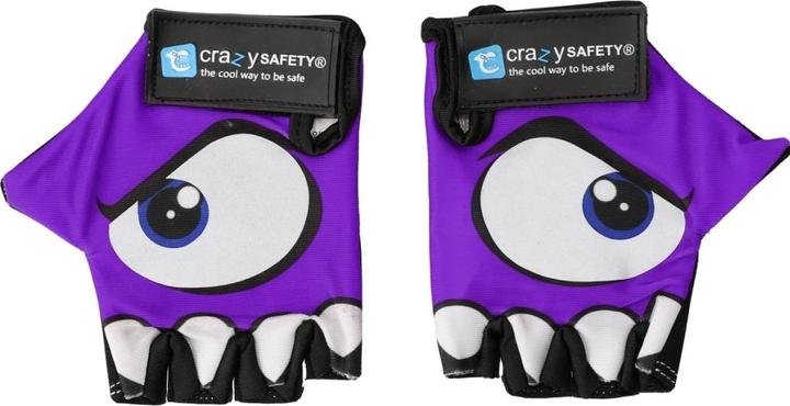 Immagine prodotto Crazy Safety Guanti da bici per bambini viola con occhi riflettenti e palmi imbottiti - Viola - Taglia S (S)