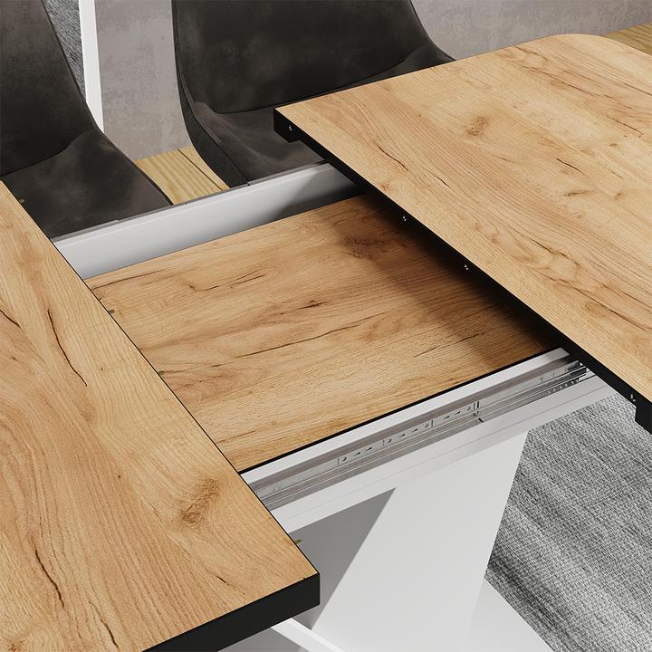 Produktbild Vicco Esstisch Fenaro, Goldkraft Eiche/Weiss/Weiss, 120 x 80 cm ausziehbar