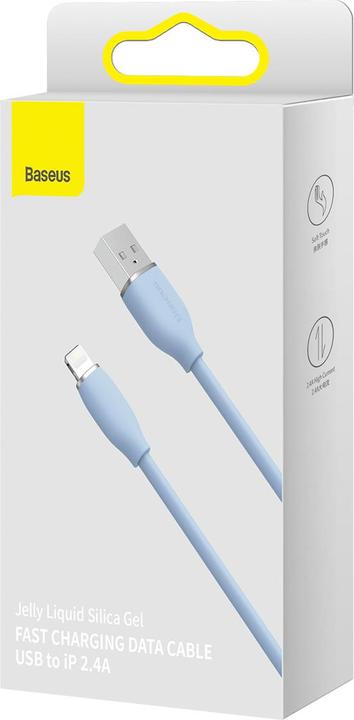 Actual product image Baseus Jelly Liquid Silica Gel Fast Charging Data Cable USB to iP 2.4A 2m Blue (2 m)