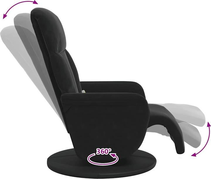 Produktbild vidaXL Massagesessel mit Fussteil Schwarz Samt,Farbe