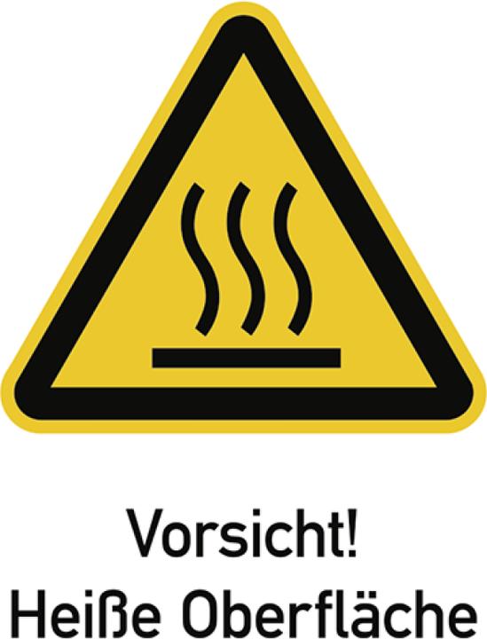 Actual product image Moravia Warning sign Caution! Hot surface aluminium, 210x297 mm