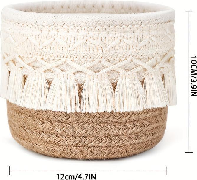Alopini 1pc Handmade Boho Chic Makeup Brush Holder - Wicker Cosmetic Storage Basket with Brushes