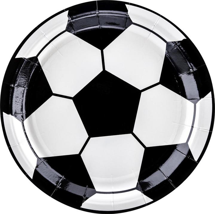 Partydeco Einwegteller Fussball 18 cm, 6 Stück, Schwarz/Weiss (6 x)