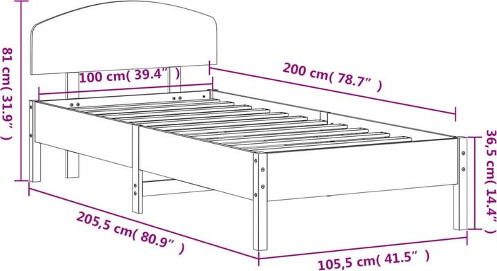 Produktbild vidaXL Bettgestell (100 x 200 cm)