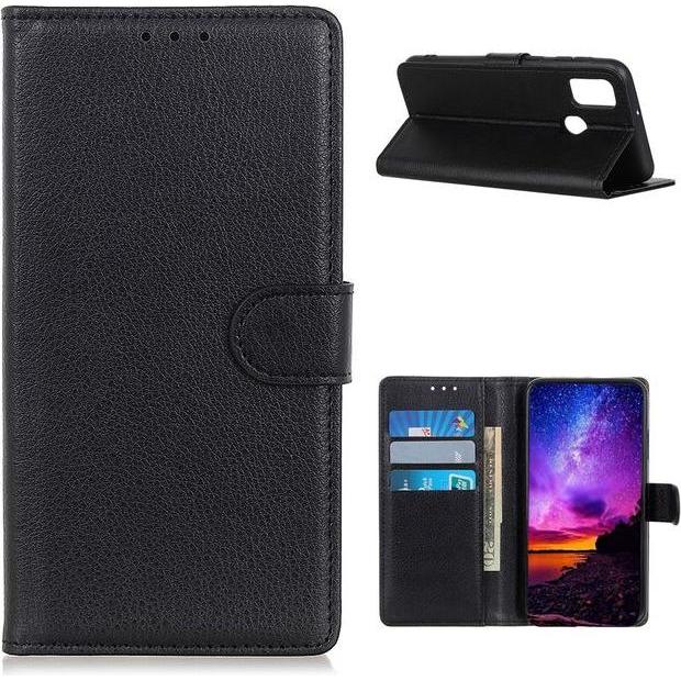 Thumbnail - MU Classic Litchi Leder Bookcover Series (Realme 7i), Smartphone Hülle, Schwarz