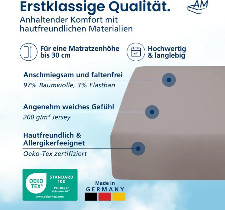 Actual product image AM Qualitätsmatratzen Premium Spannbettlaken für Matratze, Baumwolle (200gsm) (120 x 200 cm)