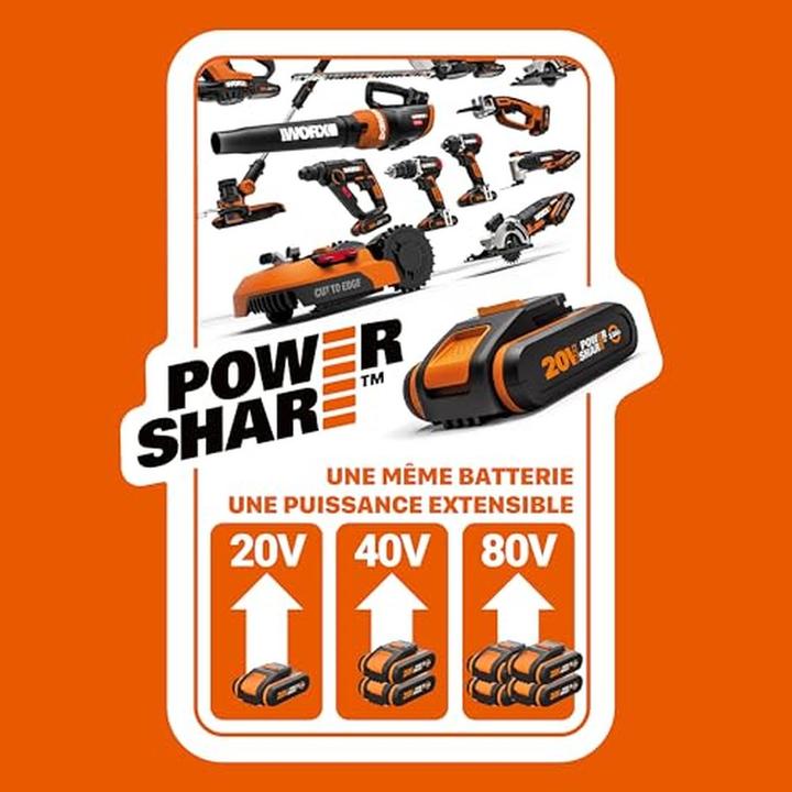 Actual product image Worx batterisaet 20 V inkl. 2x4 Ah batteri og dobbeltlader (20 V)