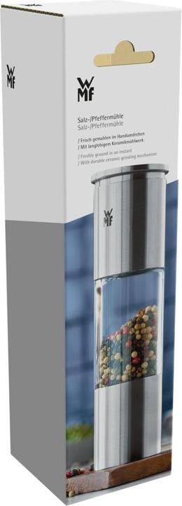 Productafbeelding WMF Zoutmolen Pepermolen 18cm Keramische Molen Glazen Container Roestvrij Staal (Peper)