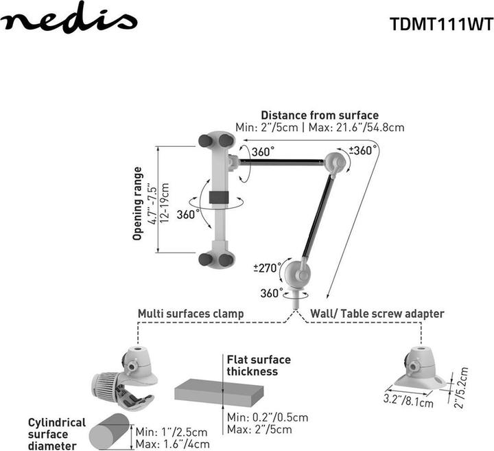 Immagine prodotto Nedis Supporto per tablet 4-12" Applicazione interattiva: Universale