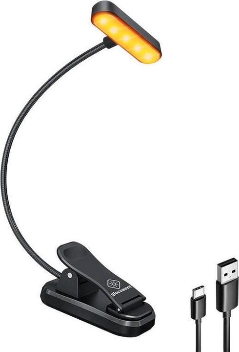 Image du produit Glocusent Lampe sans fil ET-Head clip-on book light, USB-C 650mAh timer (Noir) (25 lm, E27)