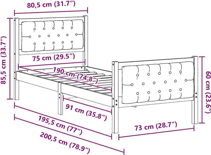 Image du produit vidaXL Modernes Bett (75 x 190 cm)