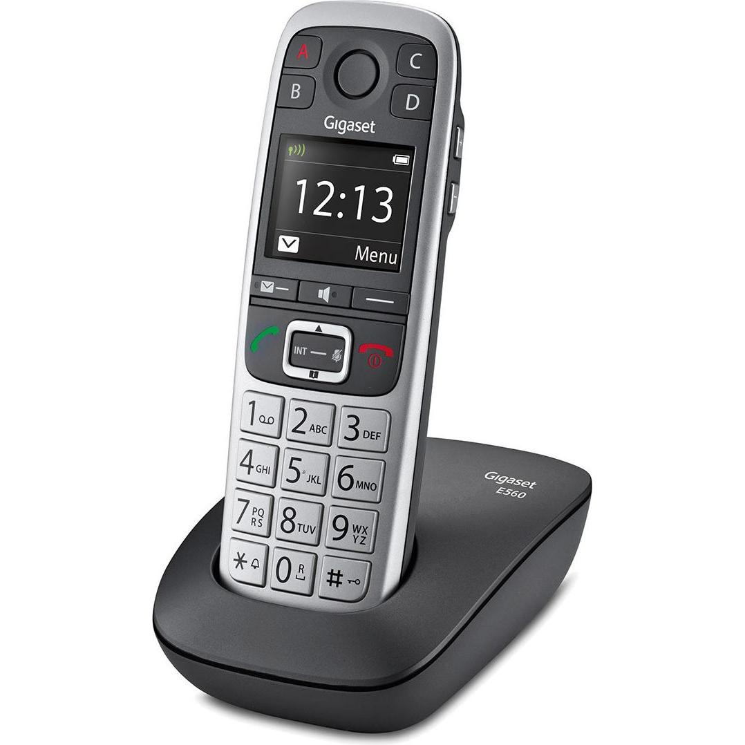 Gigaset E560 internazionale con cavo di collegamento tedesco, Telefono, Argento, Nero