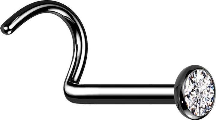 Immagine prodotto Star Piercing Borchia da naso curva nera con emisfero piatto in cristallo argento (Titanio G23)