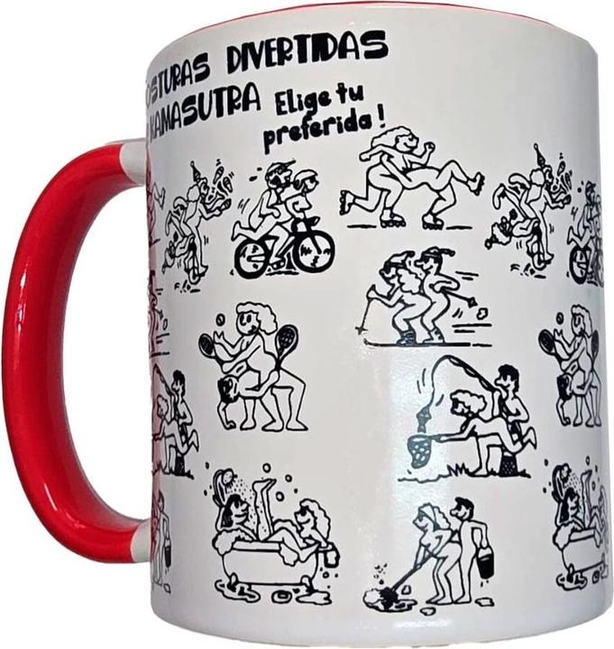 Produktbild Diablo Picante - Weisser Becher Mit Kamasutra-Stellungen Und Rotem Henkel 370 ml
