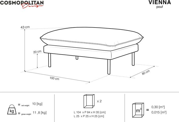 Actual product image Cosmopolitan Design Boucle Pouf, "Vienna", 1 Seat, Beige, 93x73x43 Made in Europe