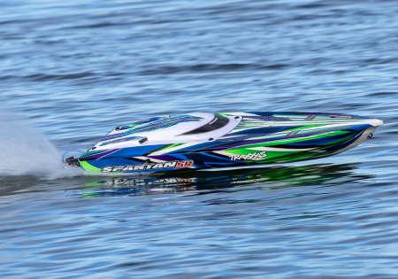 Image du produit Traxxas BOAT SPARTAN SR 1037mm 1:10 EP RTR GREEN TQi 2.4GHz SANS chargeur et SANS accu