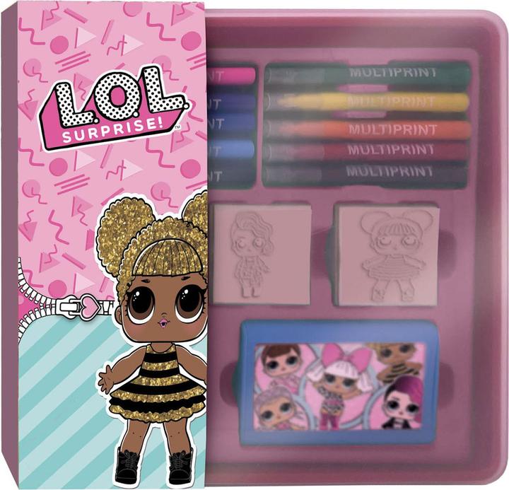 Actual product image Multiprint LOL Surprise stamps and felt-tip pen set in storage box