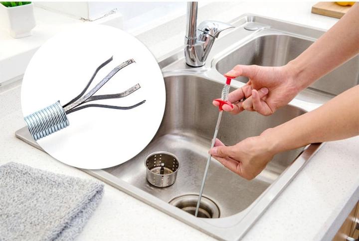 Produktbild König Design Abflussreiniger Rohrbürste Abflussfrei Rohr Abfluss Siphon Bürste Spirale Haare (1 Stk.)