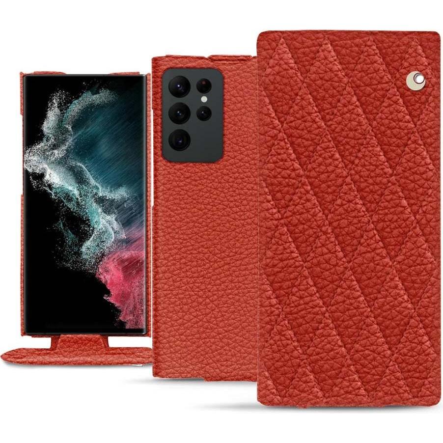 Thumbnail - Noreve Lederschutzhülle vertikal (Samsung Galaxy S22 Ultra), Smartphone Hülle, Orange