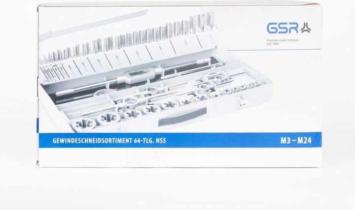 Actual product image GSR HSS DIN threading assortment M3-M24 with holding tools
