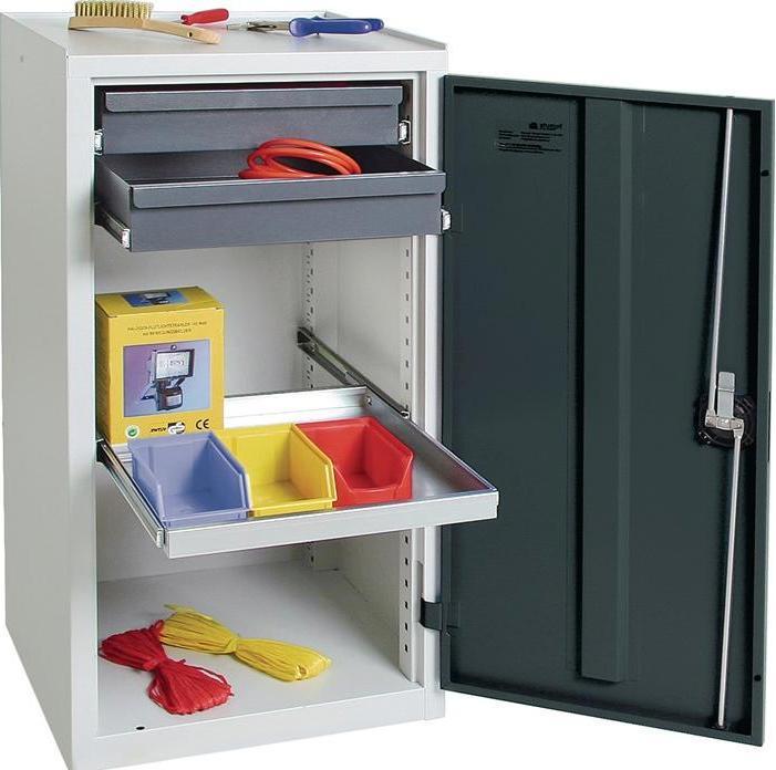 Produktbild Werkzeug-/Beistellschrank H1000xB500xT500 mm 2 Schubladen, 1 Boden lichtgrau/anthrazitgrau (51.50 cm, 102.50 cm)