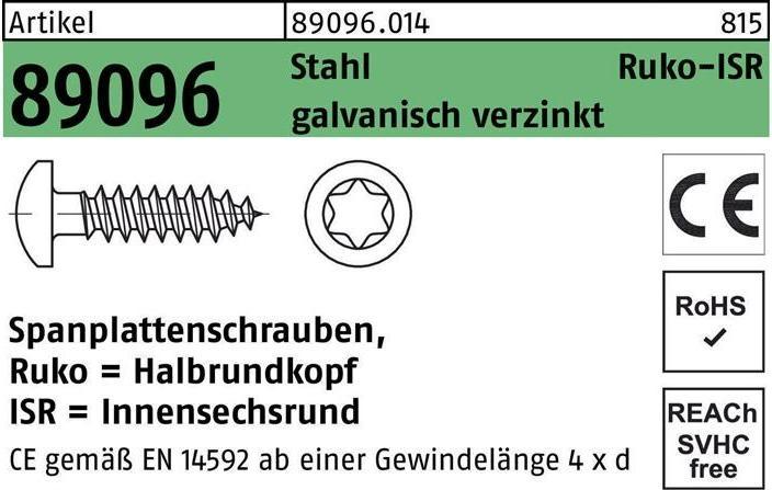 Actual product image Chipboard screw R 89096 HAKO hexagon socket 6 x 45 -T30 galvanised steel (200 Screws per piece)