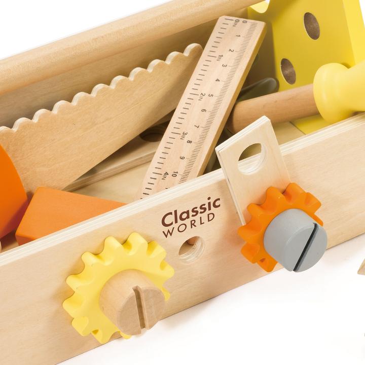 Image du produit Classic World Kit de menuiserie en bois avec boîte à outils, 18dl
