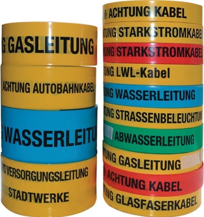 Produktbild Multicoll Trassenwarnband Aufdruck Achtung Glasfaserkabel Breite 40 mm Länge 250 m gelb (40 mm)