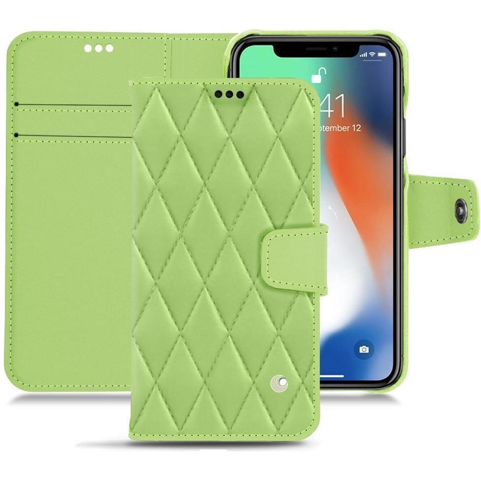 Noreve Lederschutzhülle Wallet (Apple iPhone XS Max), Smartphone Hülle, Grün