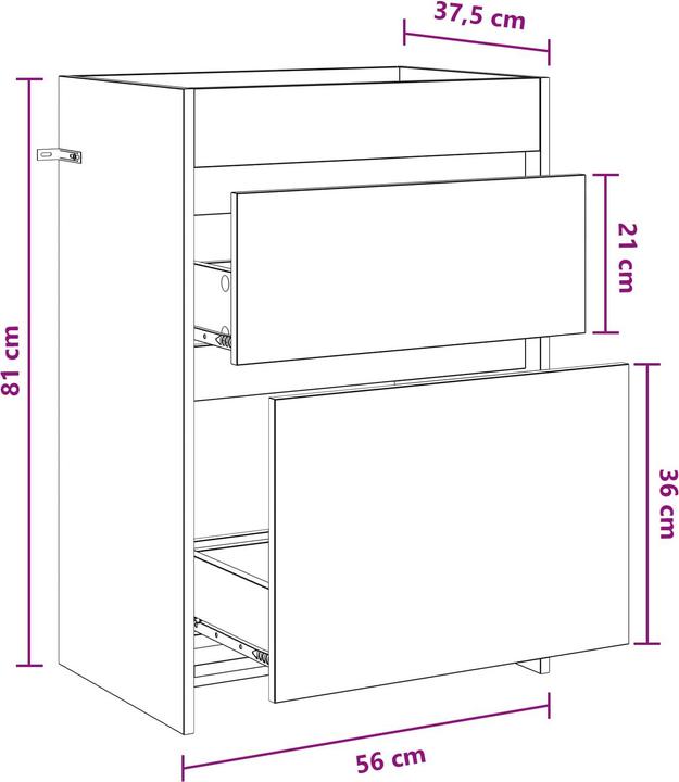 Produktbild vidaXL Badezimmeraufbewahrung (56 x 37.50 x 81 cm)
