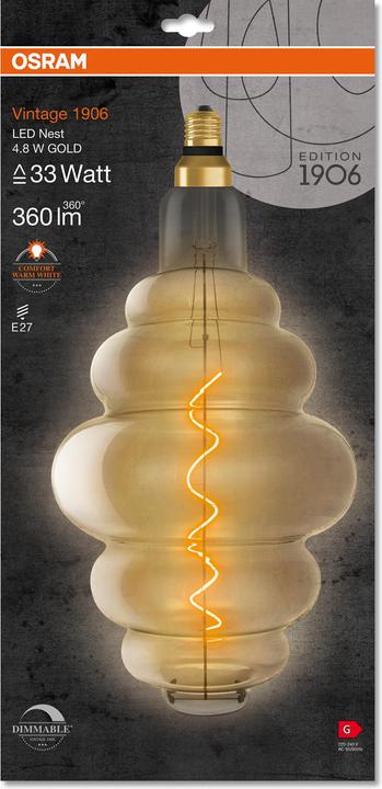 Actual product image Osram Vintage 1906 (E27, 4.80 W, 360 lm, 1 x, G)