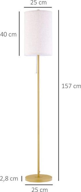 Produktbild Swisshandel24 Stehlampe Wohnzimmer Stehleuchte mit Leinen Lampenschirm, Zugkettenschalter (E27)