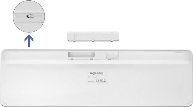 Actual product image Delock USB Tastatur 2,4 GHz kabellos weiss (flach) (Germany, Cable)