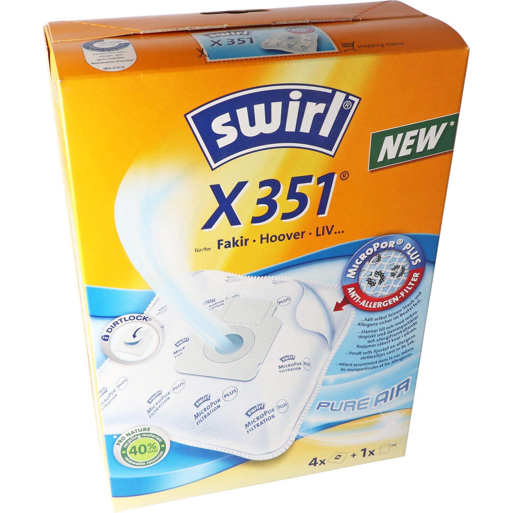 Swirl Staubsaugerbeutel X351 (X350) MicroPor Plus für Hoover und LIV Staubsauger, Staubsaugerbeutel