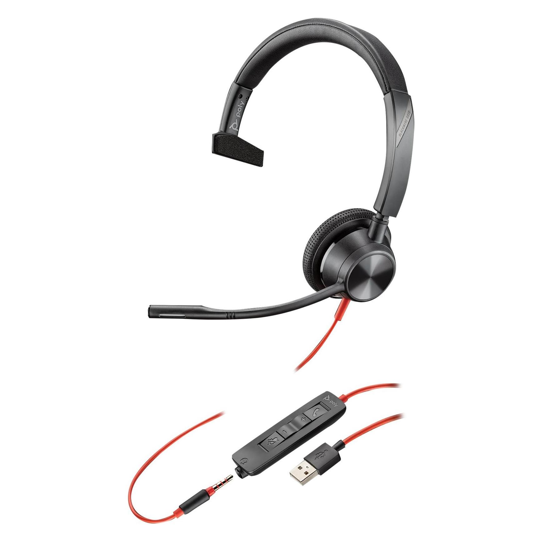 HP Poly Blackwire 3315 USB-A Headset (Kabelgebunden, USB-A), Office Headset, Schwarz