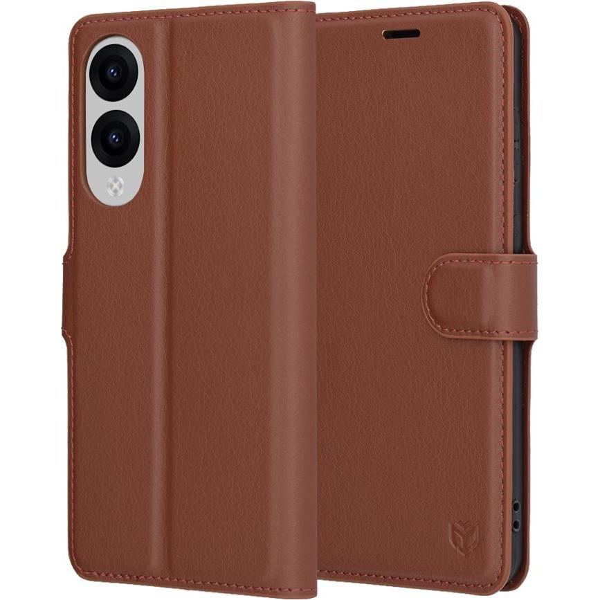 Techsuit - Leather Folio - Samsung Galaxy S25 Edge - Brown (Samsung Galaxy S25 Edge), Cover smartphone, Marrone