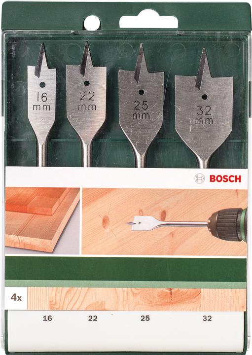 Immagine prodotto Bosch Zubehör 4tlg. Flachfräsbohrer-Set 16,0x16022,0x16025,0x16032,0x165 (16 mm, 22 mm, 25 mm, 32 mm)