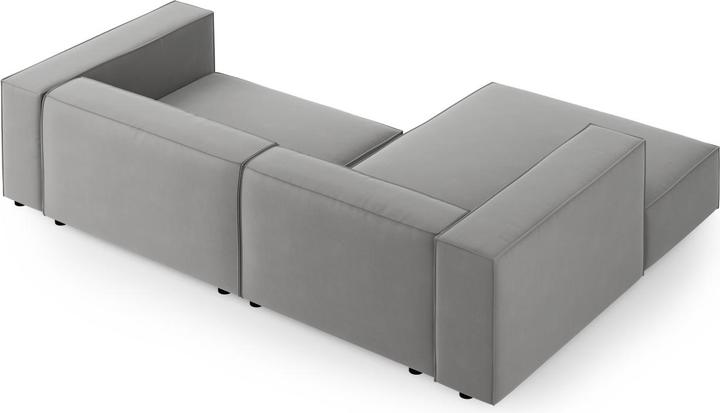 Actual product image Cosmopolitan Design Velvet Left Corner Sofa, "Arendal", 3 Seats, Light Grey, 224x166x70 Made in Europe (Corner sofa)