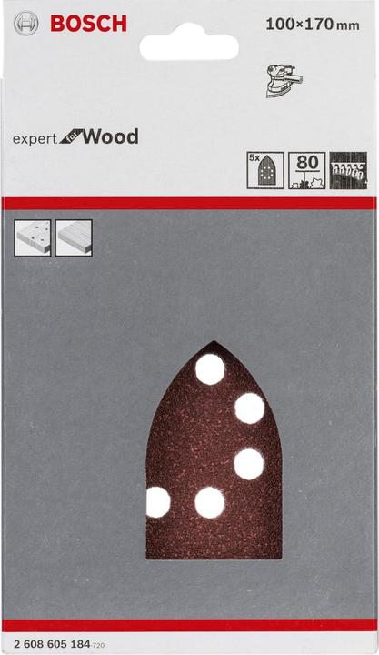 Actual product image Bosch Professional Zubehör Sanding sheet C430, 100 x 170 mm, 80, 8 holes, Velcro, pack of 5 (80)