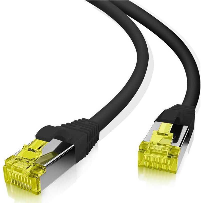 Thumbnail - Helos GRS zertifiziertes Cat 6a Patchkabel mit Cat 7 Rohkabel TPE schwarz 0,50m (PiMF, CAT6, 0.50 m), Netzwerkkabel